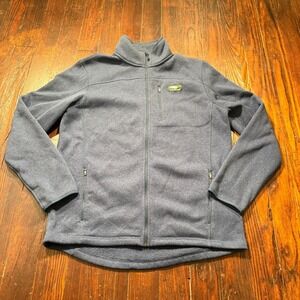 LL Bean Sweater Fleece Jacket Mens Large Tall LT Gray Full Zip Outdoor Hiking